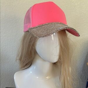 Pink and Silver Rhinestone Cap